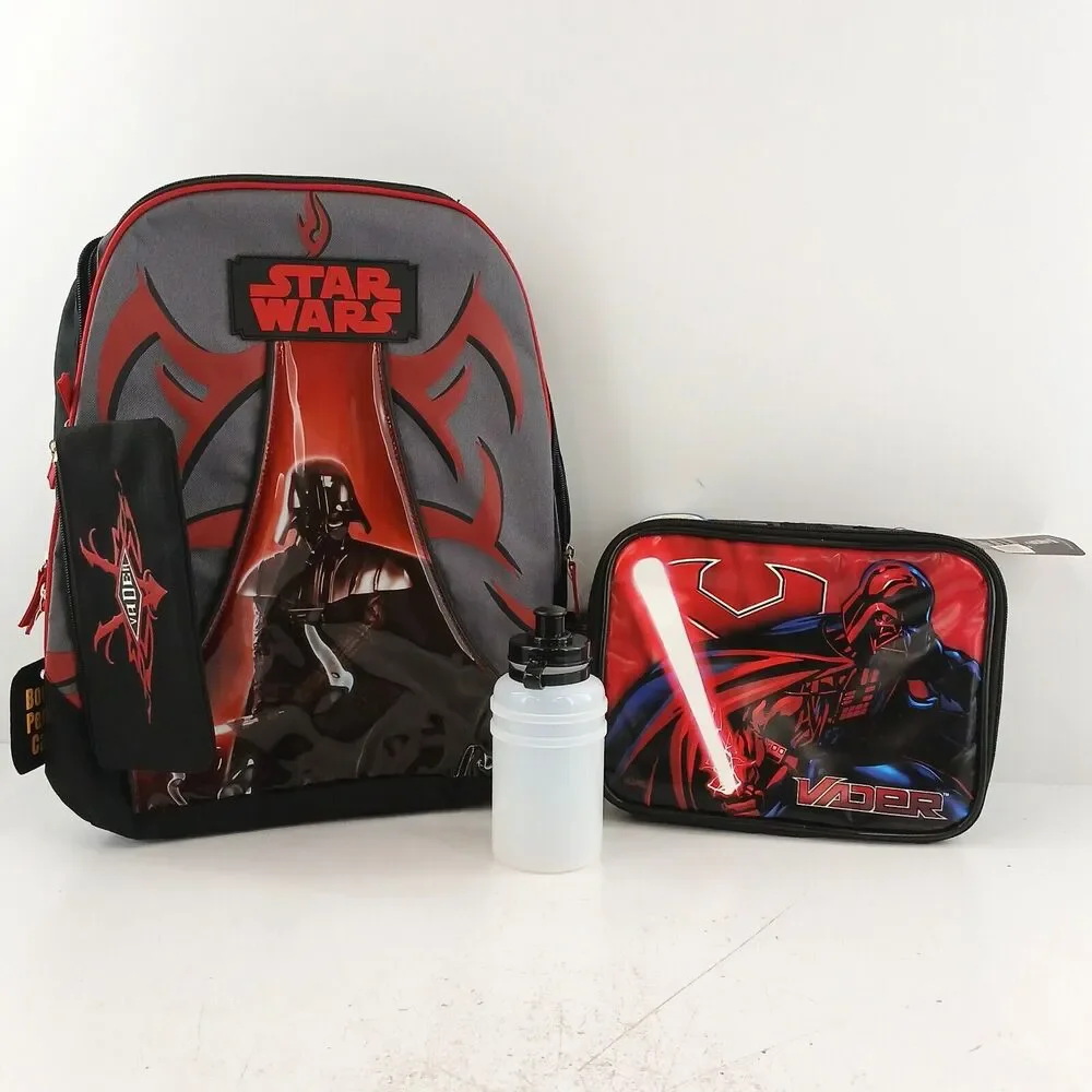 Star Wars Darth Vader Backpack Set Lunch Bag Pencil Case Water Bottle Kids